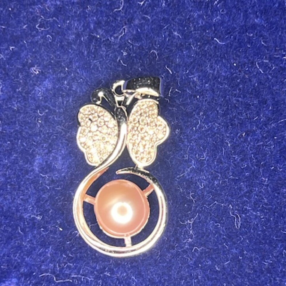 🦋 2 for $12  Sterling Silver - Cultured Pearl/Crystal Pendant & chain